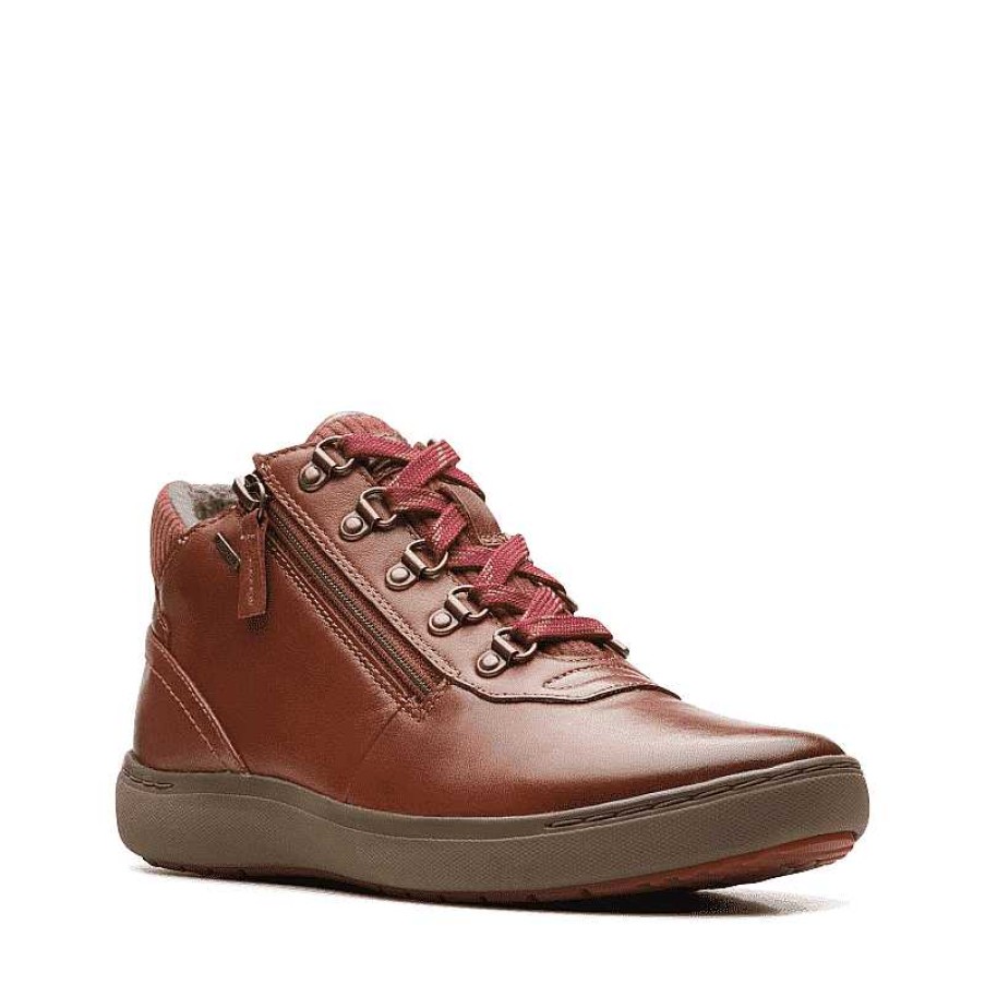 Women Clarks | Women'S Clarks Nalle Mid Waterproof - Dark Tan Leather