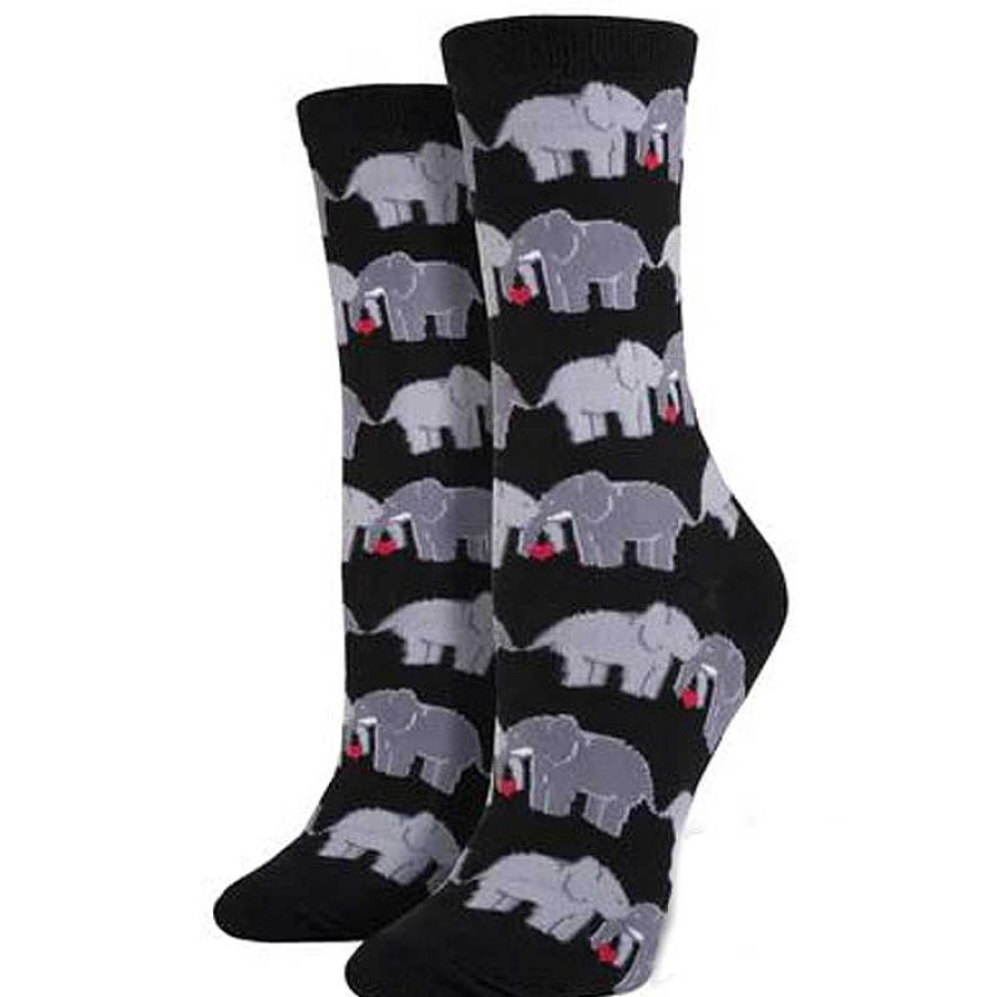 Accessories Socksmith | Socksmith Elephant Love Crew Socks - Black