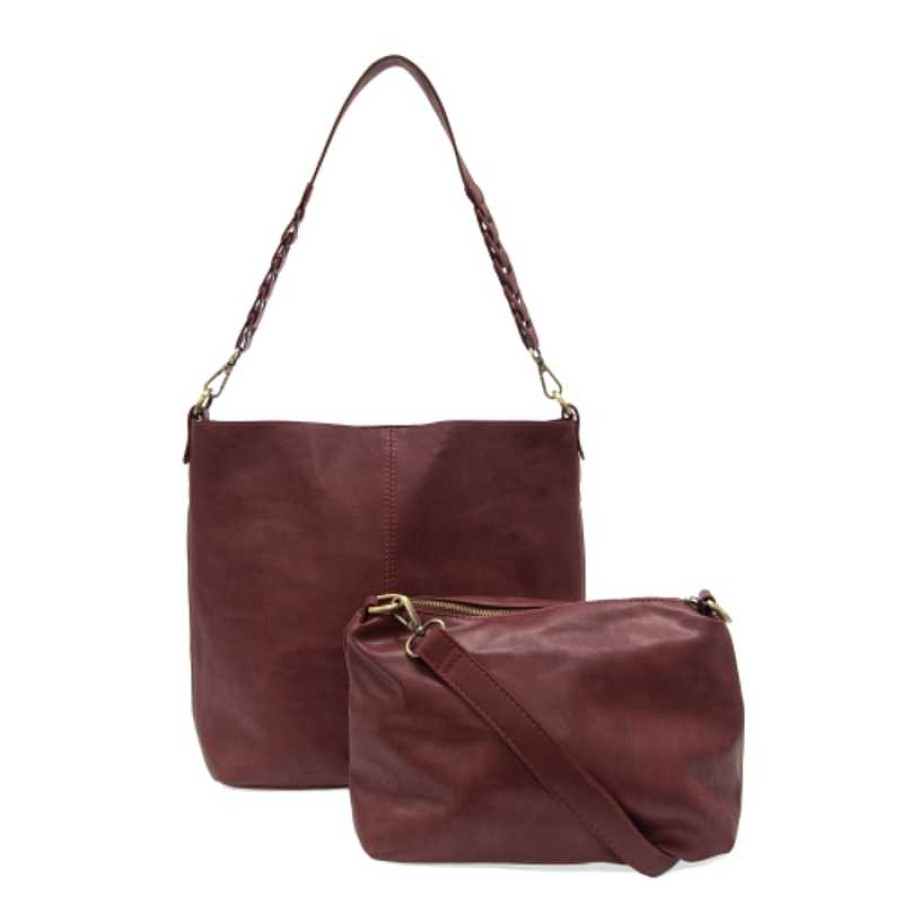 Accessories Joy Susan | Joy Susan Tessa Convertible Hobo With Link Shoulder Strap L8180-53 - Burgundy