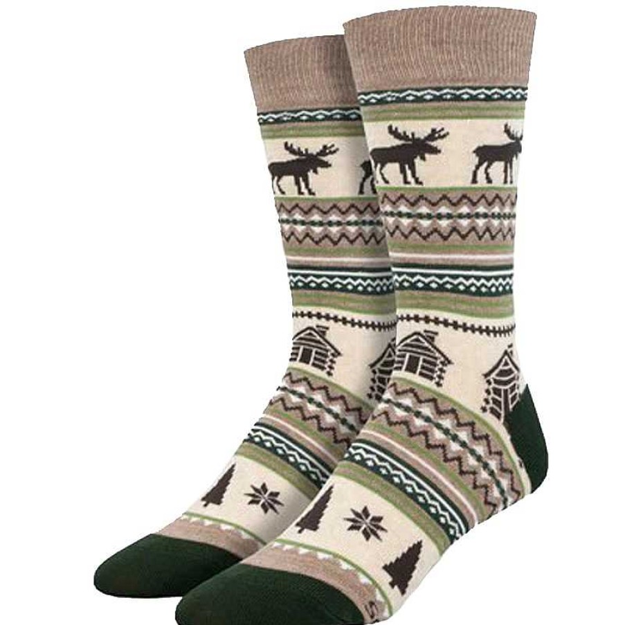 Accessories Socksmith | Socksmith Moose Fair Isle Crew Socks - Ivory Heather