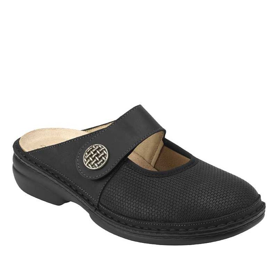 Women Finn Comfort | Women'S Finn Comfort Asinara - Schwarz/Black Nuri/Neronestretch (Uk Sizing)