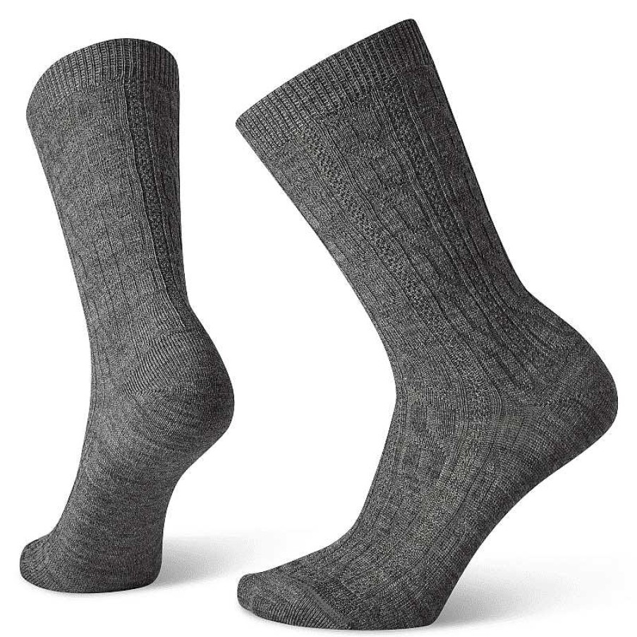 Accessories Smartwool | Women'S Smartwool Cable Crew Women'S - Medium Grey Heather