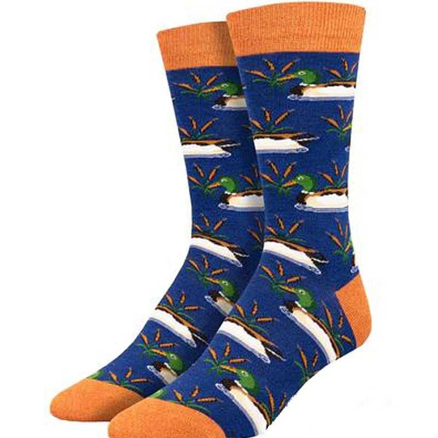 Accessories Socksmith | Socksmith Many Mallards Crew Socks - Navy Heather