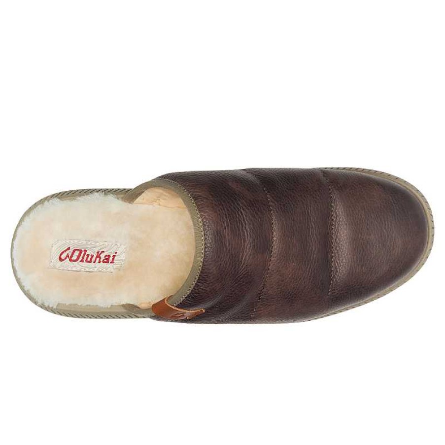 Men OluKai | Men'S Olukai Mua 'Ili Slippers - Dark Wood|Silt