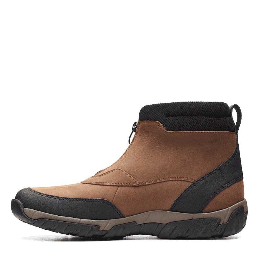 Men Clarks | Men'S Clarks Grove Zip Boot Waterproof - Dark Tan