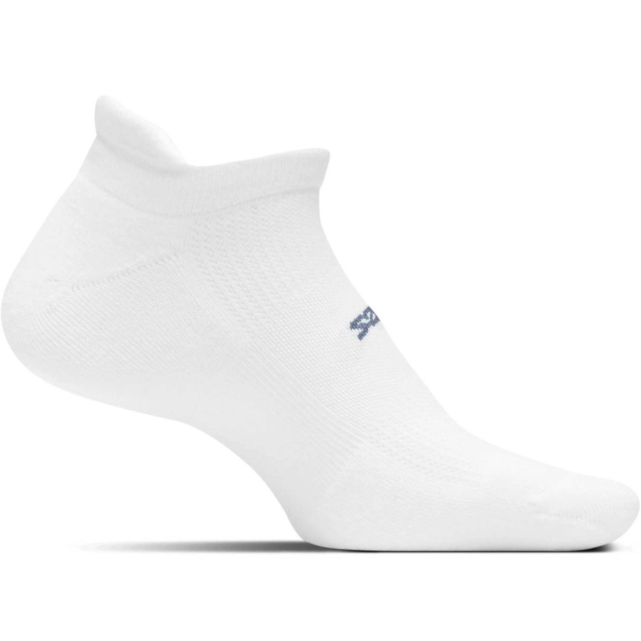 Accessories Feetures | Feetures High Performance Max Cushion No Show Tab Socks - White