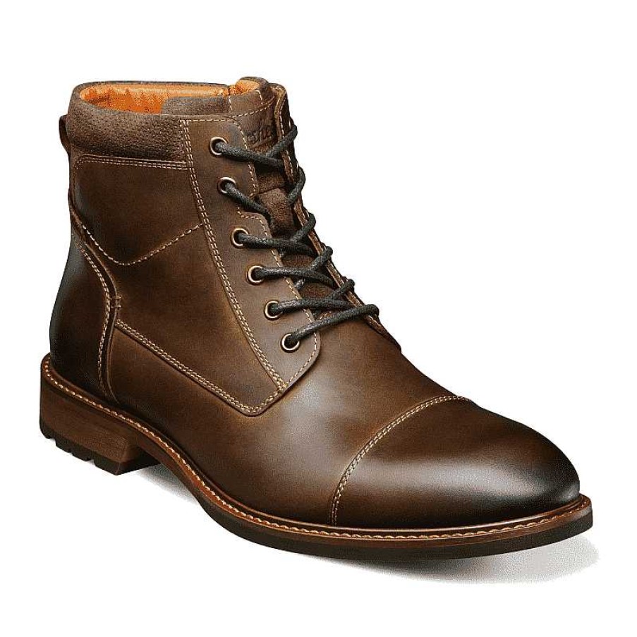 Men Florsheim | Men'S Florsheim Lodge Cap Toe Boot - Brown Crazy Horse