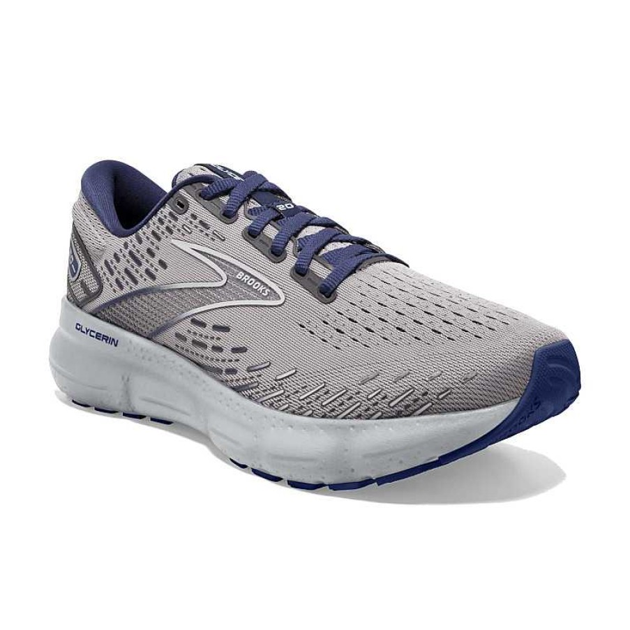 Men Brooks Running | Men'S Brooks Glycerin 20 - Alloy/Grey/Blue Depths