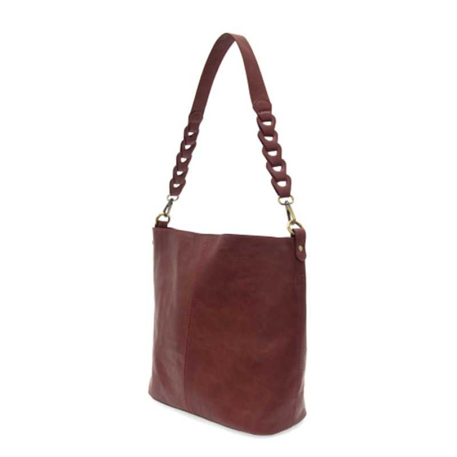 Accessories Joy Susan | Joy Susan Tessa Convertible Hobo With Link Shoulder Strap L8180-53 - Burgundy