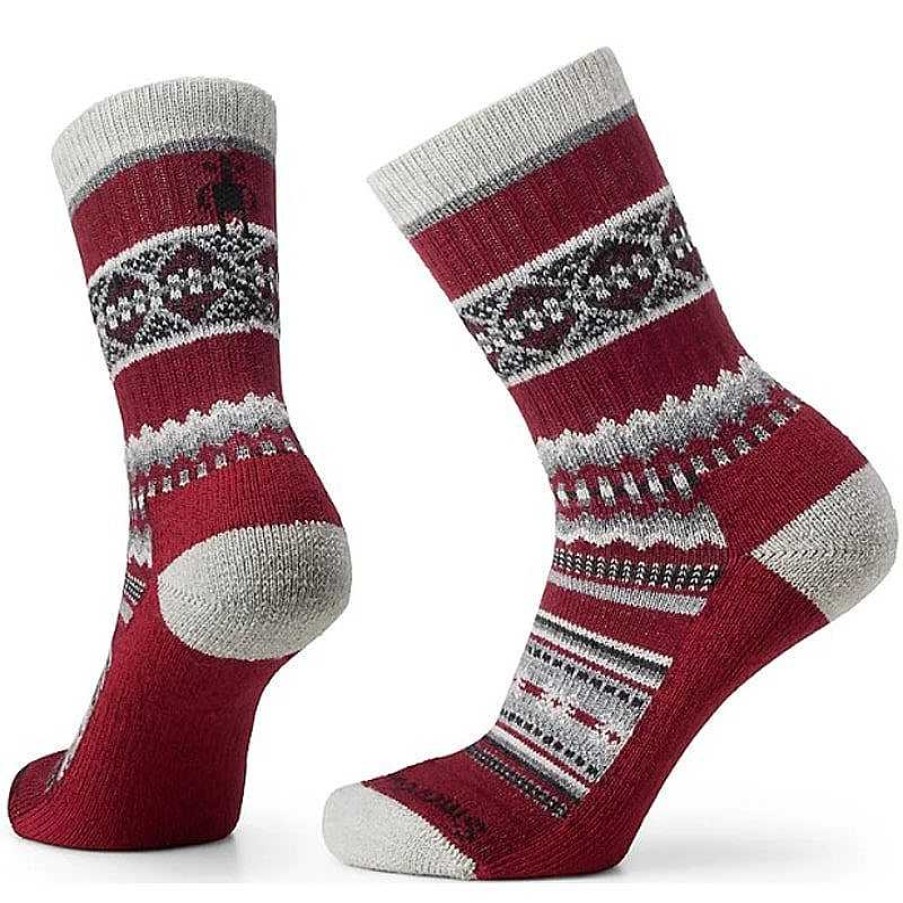 Accessories Smartwool | Smartwool Snowed In Sweater Light Cushion Crew Socks Tibetan Red