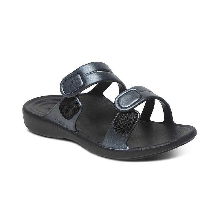 Women Aetrex | Women'S Aetrex Janey Sport Water Friendly Slide - Pewter