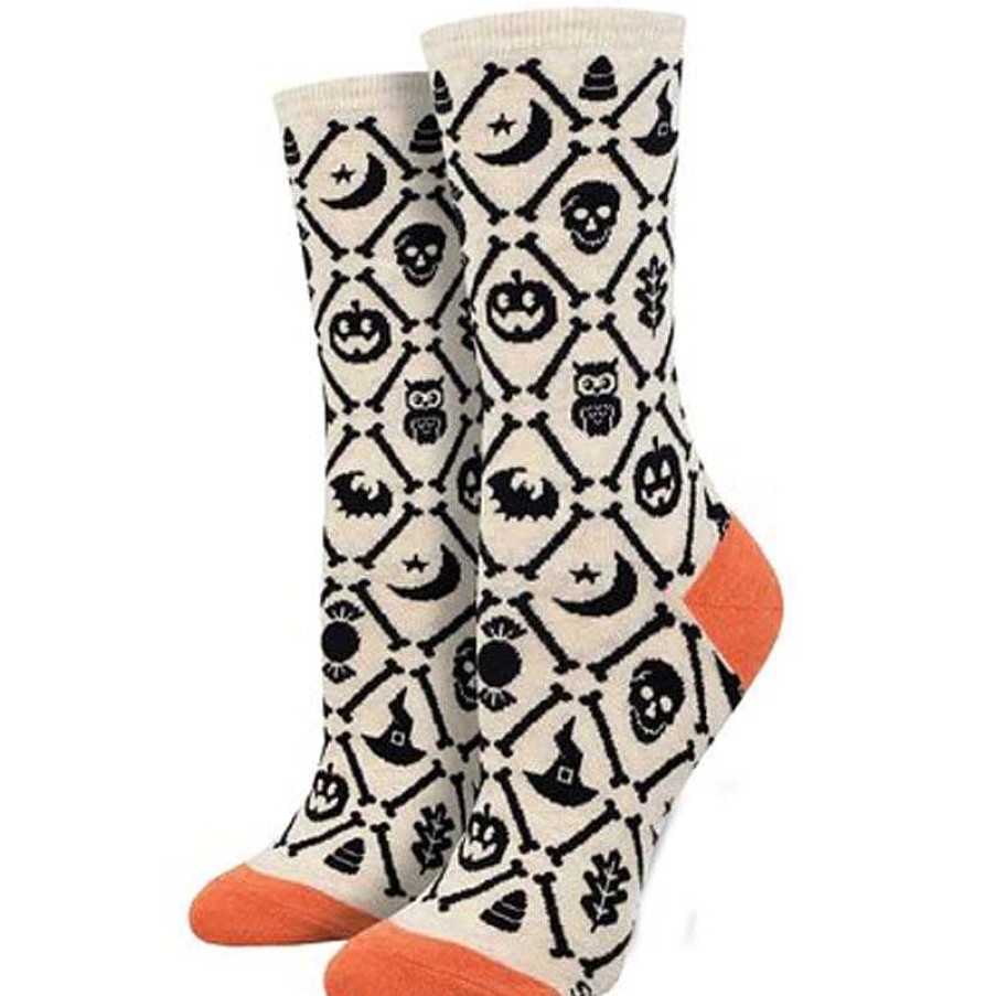 Accessories Socksmith | Socksmith Spooky Icons Crew Socks - Ivory Heather