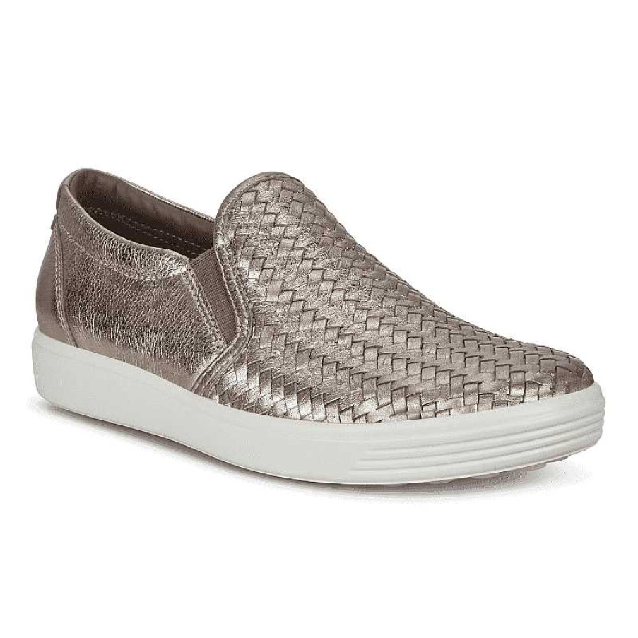 Women ECCO | Women'S Ecco Soft 7 Woven Slip-On Ii - Stone Metallic