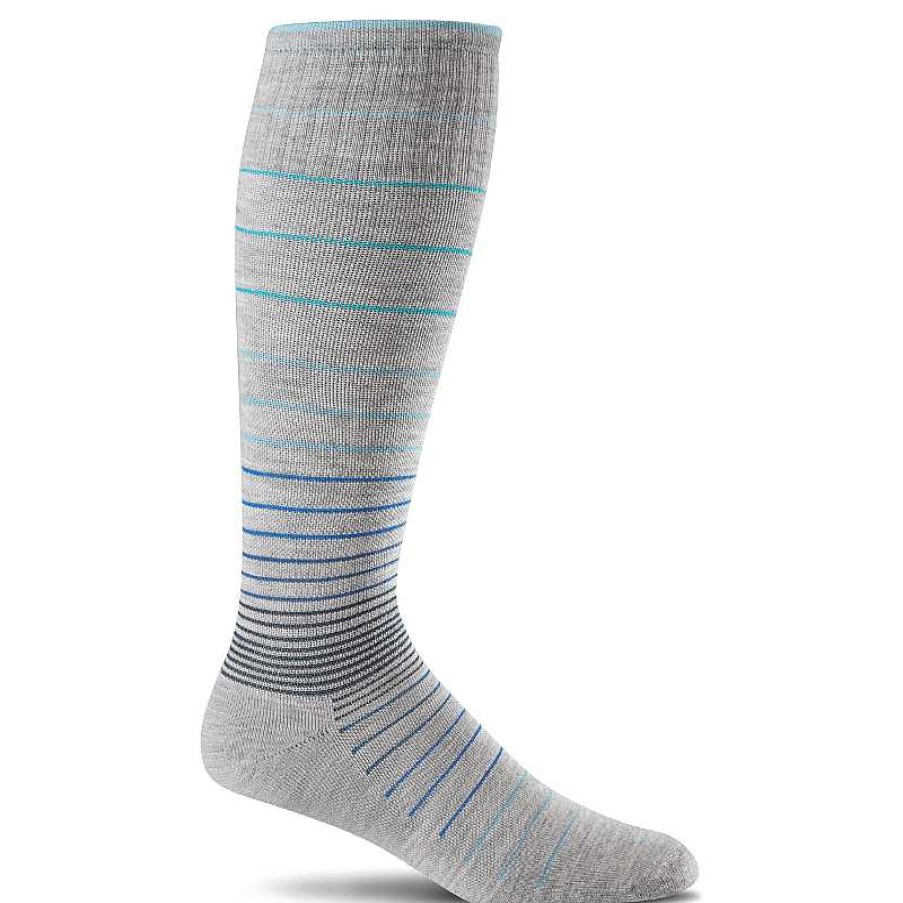 Accessories Sockwell | Women'S Sockwell Circulator Moderate Graduated Compression Socks - Grey Stripe