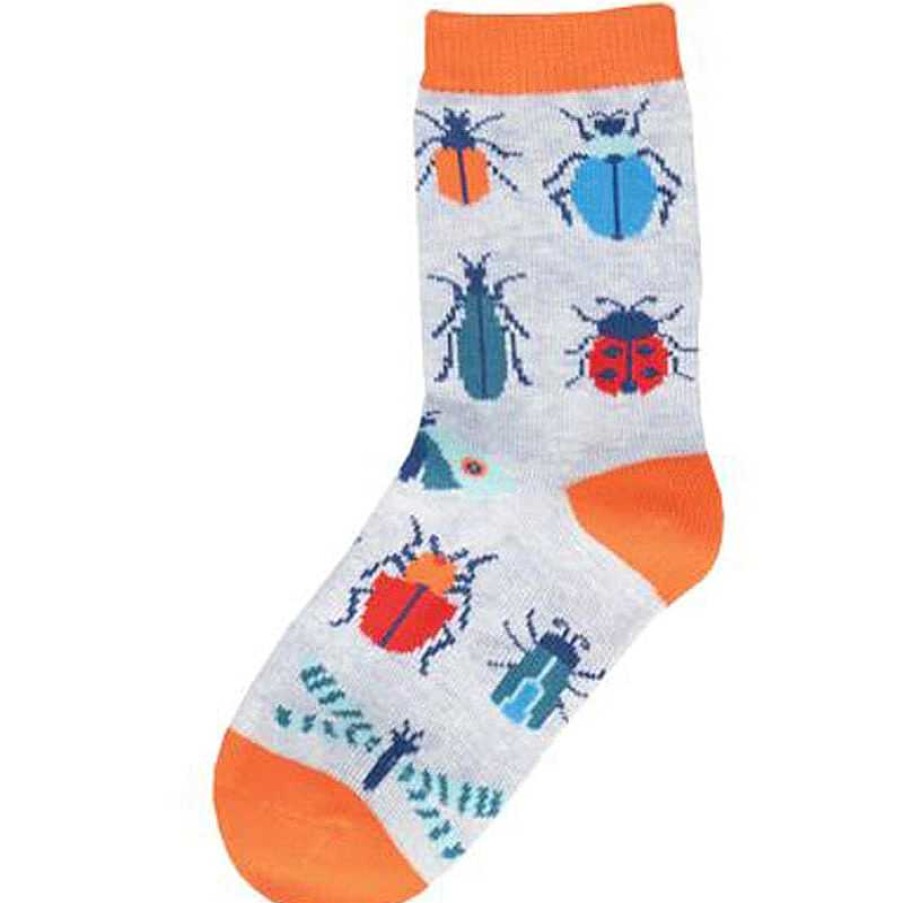 Kids Socksmith | Kids' Socksmith Buggin' Out Crew Socks - Sizes 2-4 Years - Blue Heather