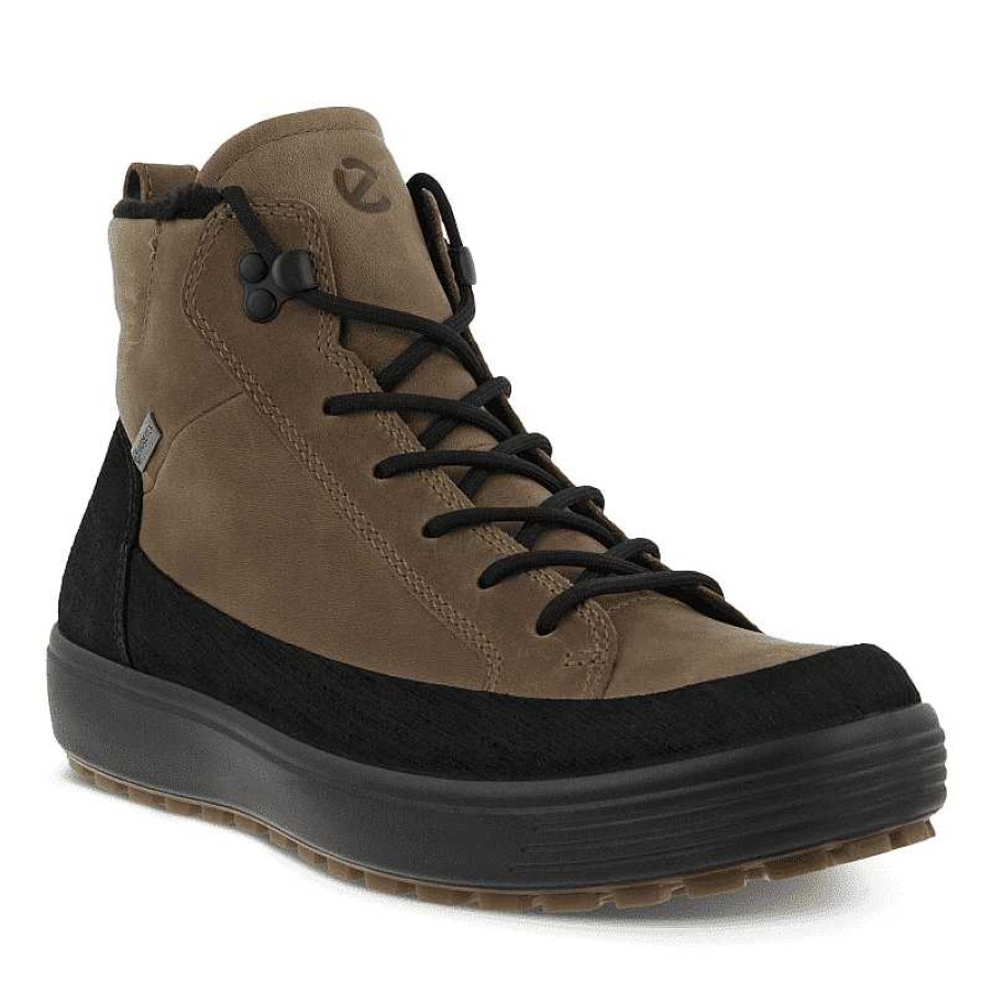 Men ECCO | Men'S Ecco Soft 7 Tred Hi Cut Winter Boot - Black/Navajo Brown