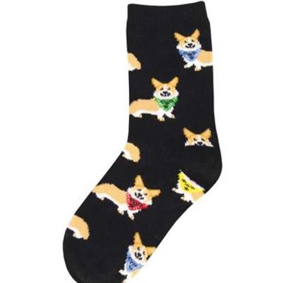 Kids Socksmith | Kids' Socksmith Corgi Crew Socks - Size 2-4 Years Black