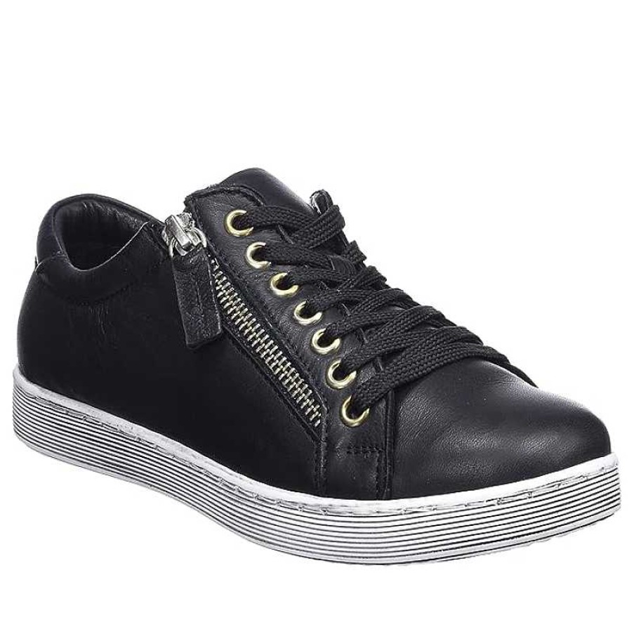 Women Andrea Conti | Women'S Andrea Conti Low Zip Sneaker Schwarz