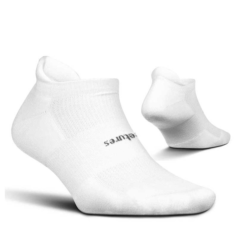 Accessories Feetures | Feetures High Performance Max Cushion No Show Tab Socks - White