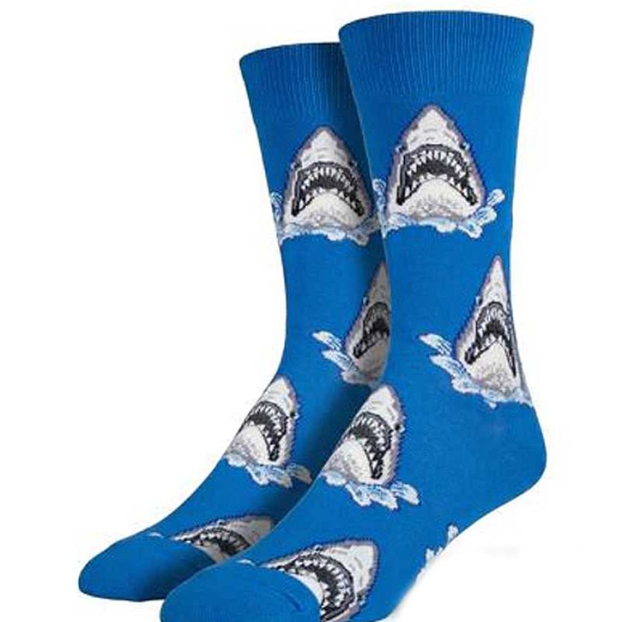 Accessories Socksmith | Men'S Socksmith Shark Attack - Blue