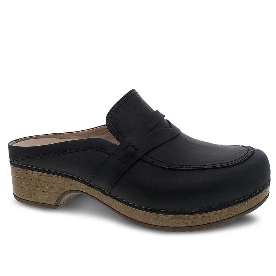 Women Dansko | Women'S Dansko Bel Clog Black Oiled Pull Up