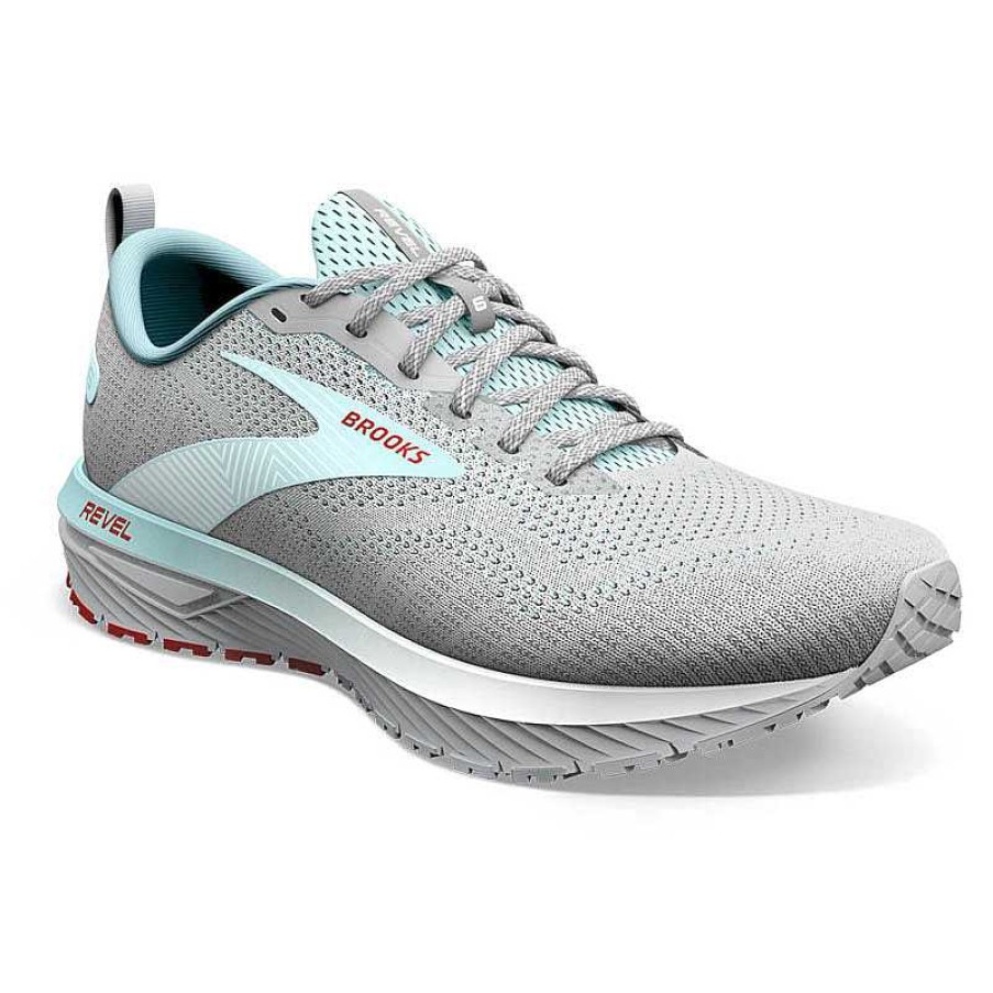 Women Brooks Running | Women'S Brooks Revel 6 - Oyster Mushroom/Alloy/Blue