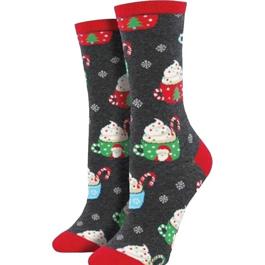 Accessories Socksmith | Socksmith Cocoa Christmas Crew Socks - Charcoal Heather