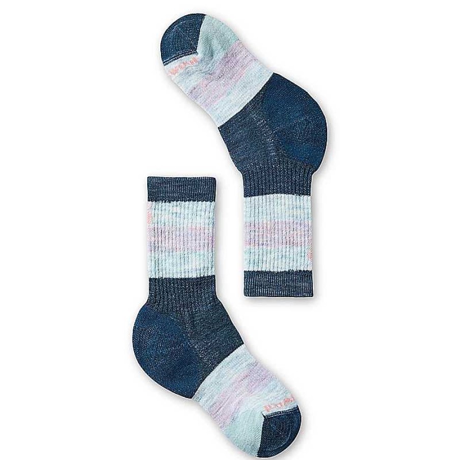 Kids Smartwool | Kid'S Smartwool Hike Full Cushion Striped Crew Socks - Twilight Blue