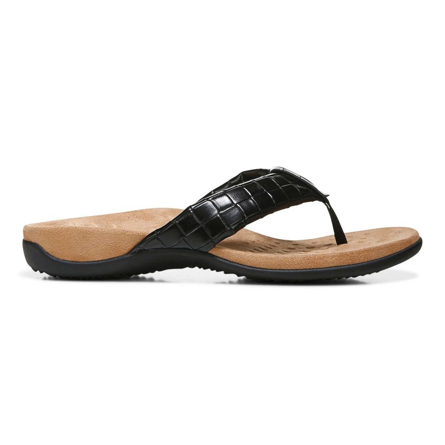 Women Vionic | Women'S Vionic Layne Toe Post Sandal - Black