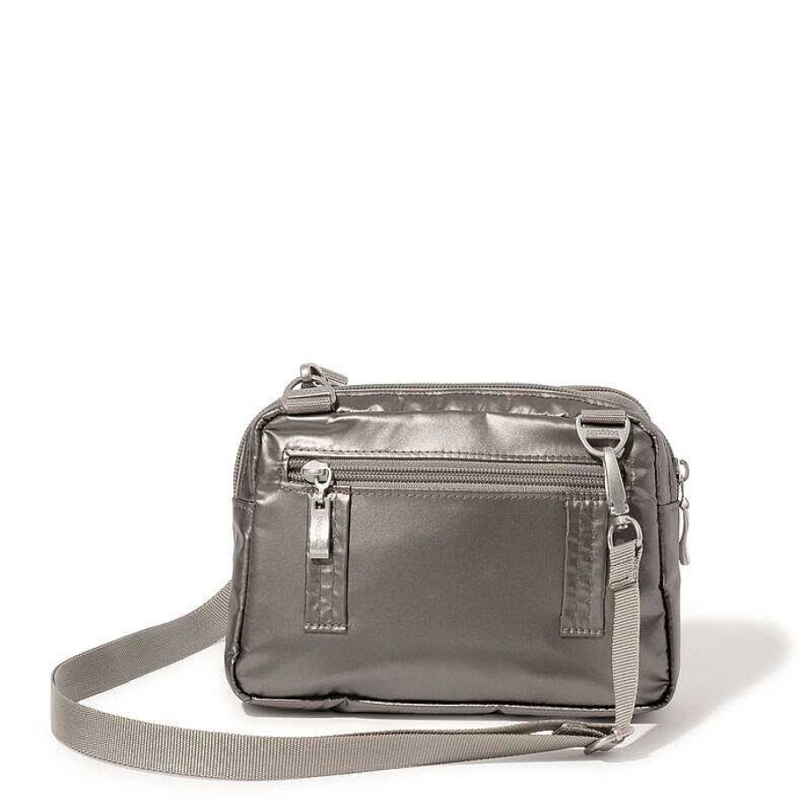 Accessories Baggallini | Baggallini Triple Zip Bagg Gunmetal Metallic