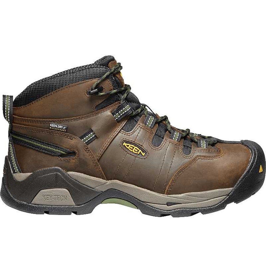 Men Keen Utility | Keen Detroit Xt Mid Steel Toe Waterproof Cascade Brown/Bronze Green