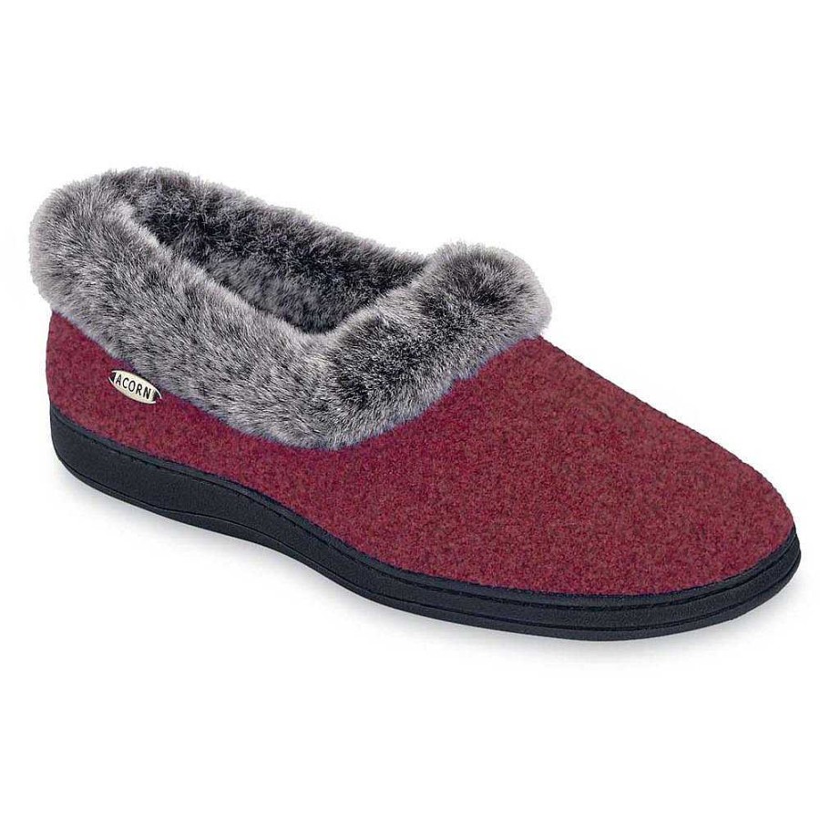 Women Acorn Slippers | Women'S Acorn Faux Fur Collar Slippers - Crackleberry