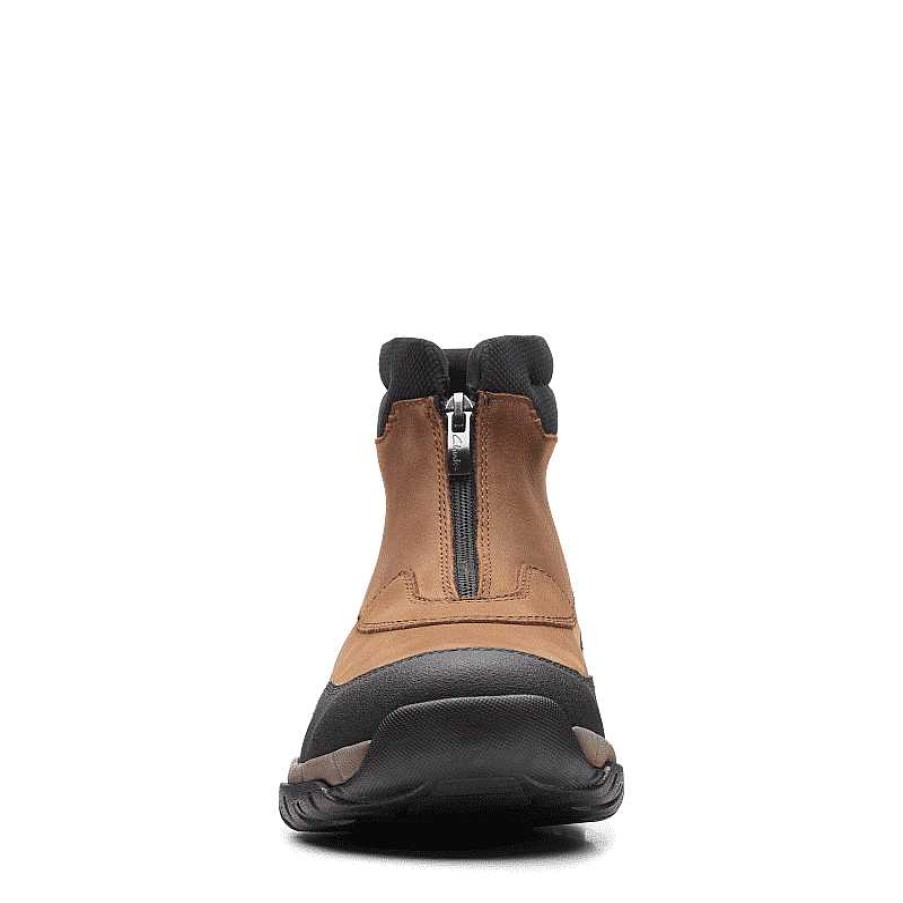 Men Clarks | Men'S Clarks Grove Zip Boot Waterproof - Dark Tan