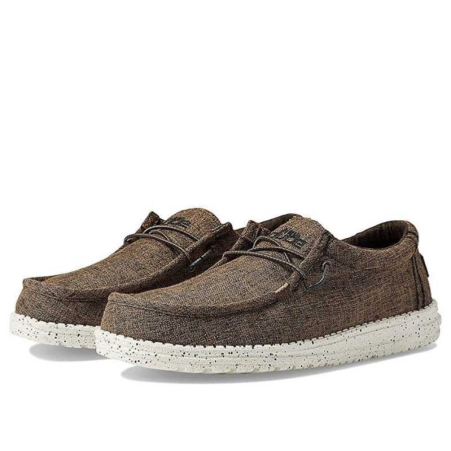 Men Hey Dude | Men'S Hey Dude Wally Eco Linen - Dark Brown