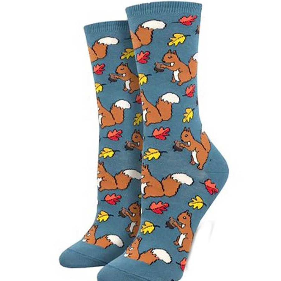 Accessories Socksmith | Socksmith Squirrel Them Away Crew Socks - Blue