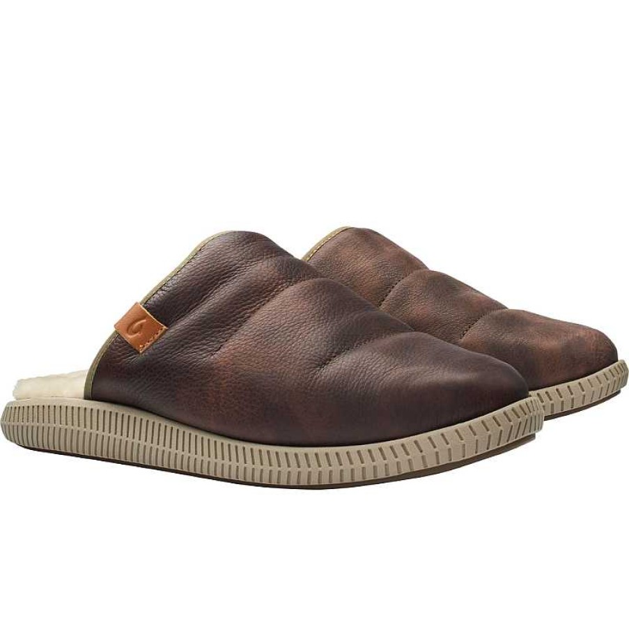 Men OluKai | Men'S Olukai Mua 'Ili Slippers - Dark Wood|Silt