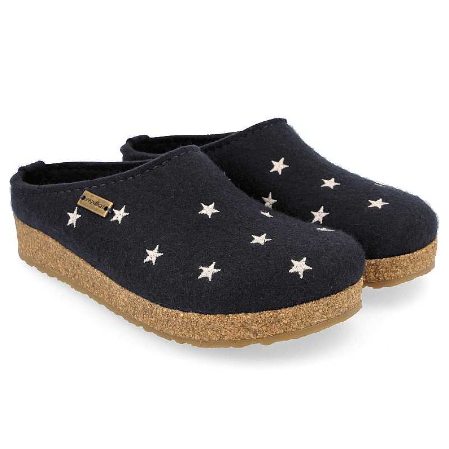 Women Haflinger | Women'S Haflinger Stelline Slipper - Navy