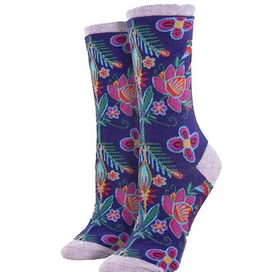 Accessories Socksmith | Socksmith Alyssa Floral Crew Socks - Purple