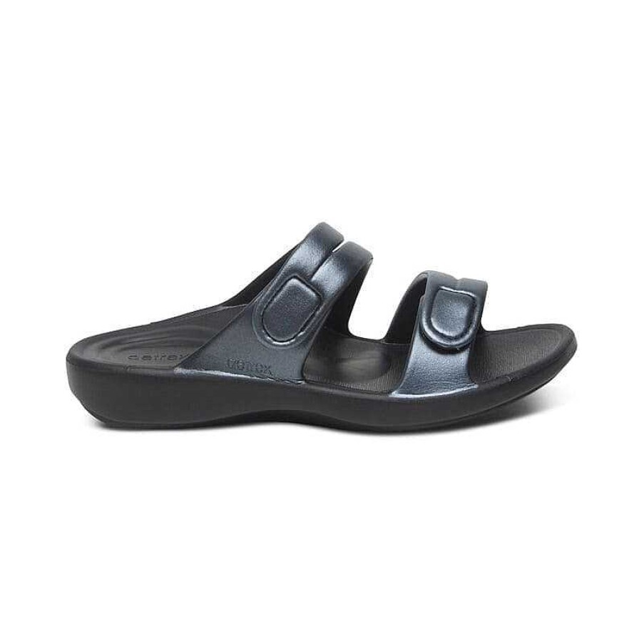 Women Aetrex | Women'S Aetrex Janey Sport Water Friendly Slide - Pewter