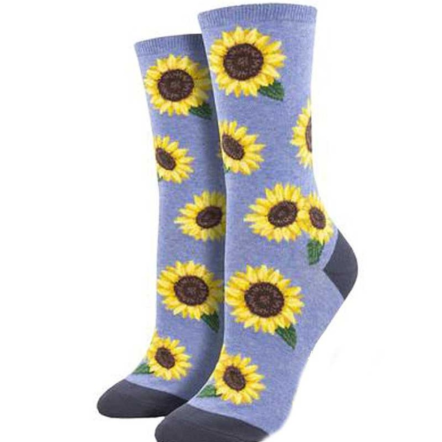 Accessories Socksmith | Socksmith More Blooming Crew Socks - Blue Heather