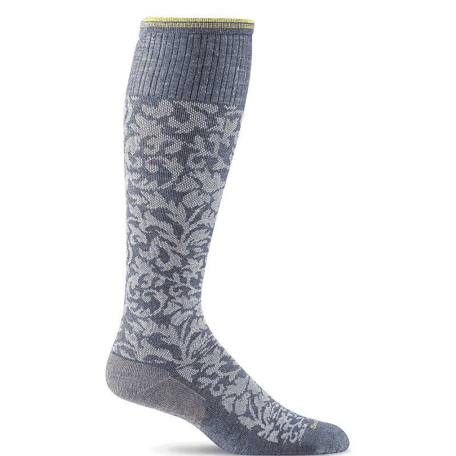 Accessories Sockwell | Women'S Sockwell Damask Moderate Graduated Compression Socks - Denim