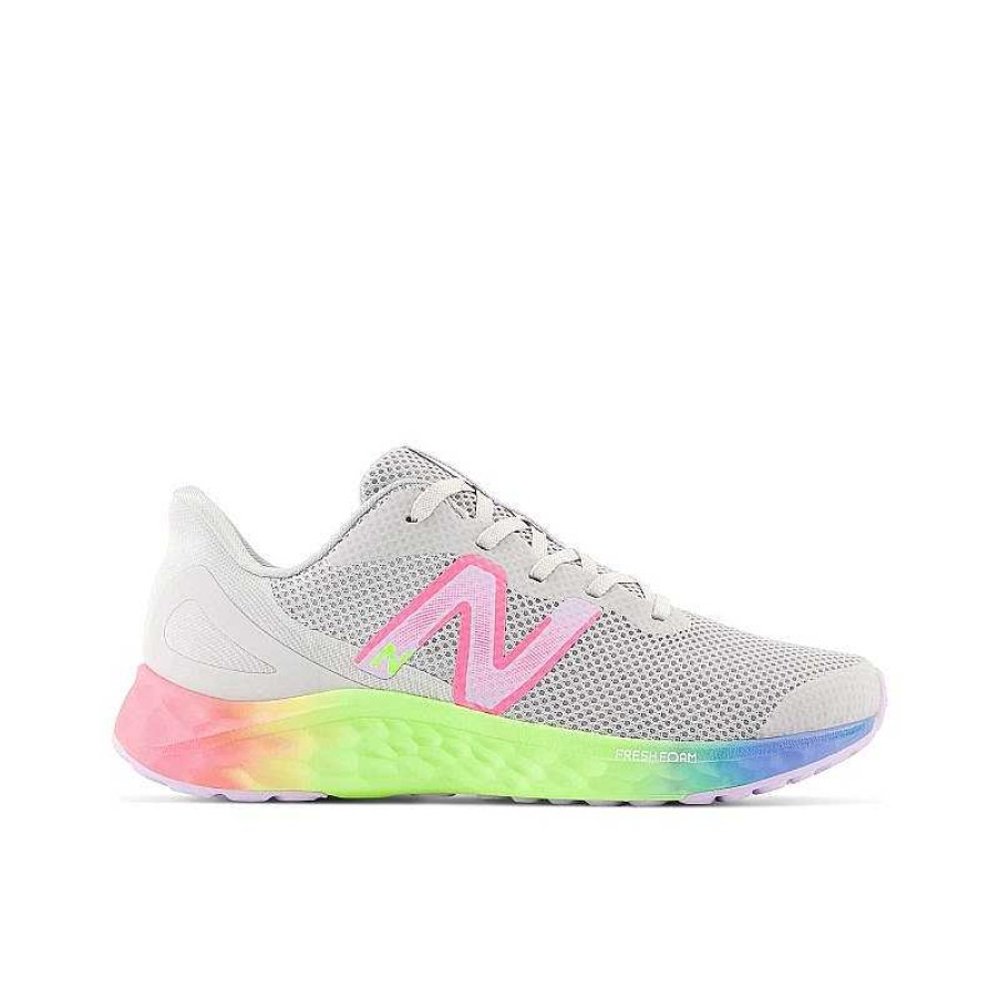 Kids New Balance | Kids' New Balance Fresh Foam Arishi V4 Sizes 3.5-7 Light Aluminum/Cyber Lilac/Neon Pink