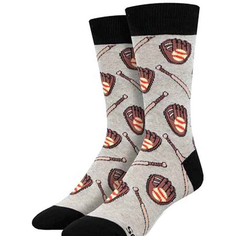 Accessories Socksmith | Socksmith Softball League Crew Socks - Light Grey Heather