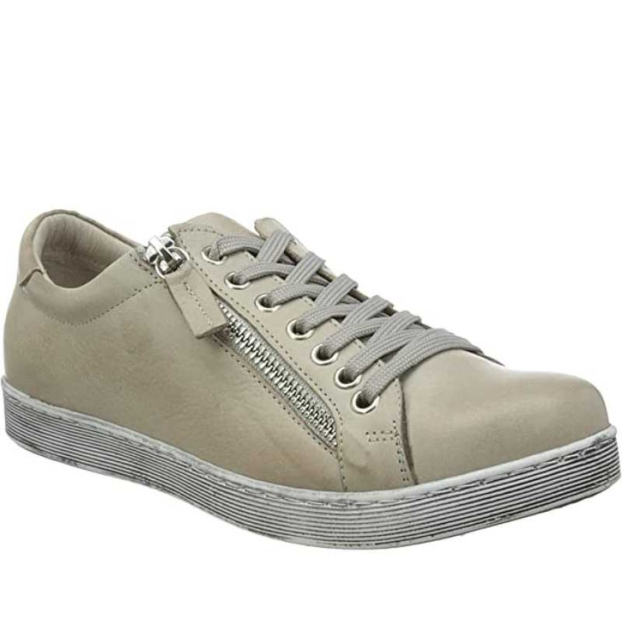 Women Andrea Conti | Women'S Andrea Conti Low Zip Sneaker - Silbergrau/Dark Stone