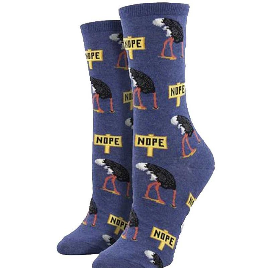 Accessories Socksmith | Socksmith Nope Crew Socks - Blue Heather