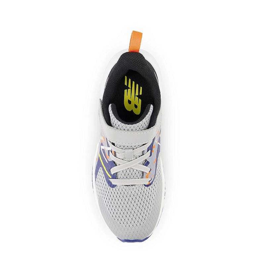 Kids New Balance | Kids' New Balance Rave Run V2 Bungee Lace With Top Strap Sizes 10.5-4 - Rain Cloud/Night Sky/Blaze Orange