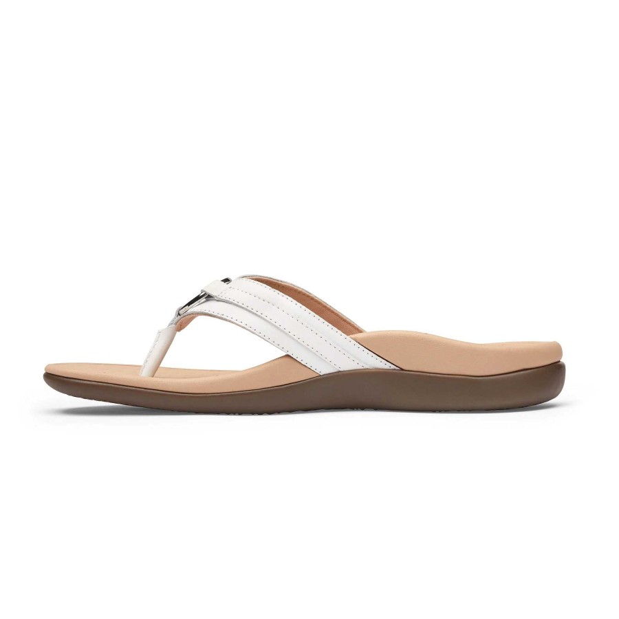 Women Vionic | Women'S Vionic Tide Aloe Toe Leather Sandal - White