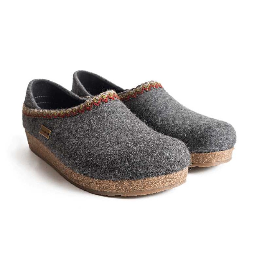 Women Haflinger | Women'S Haflinger Gzh Zig Zag Slipper - Grey