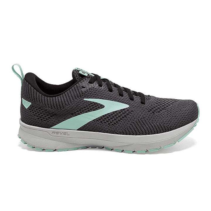 Women Brooks Running | Women'S Brooks Revel 5 - Ebony/Black/Yucca (047)