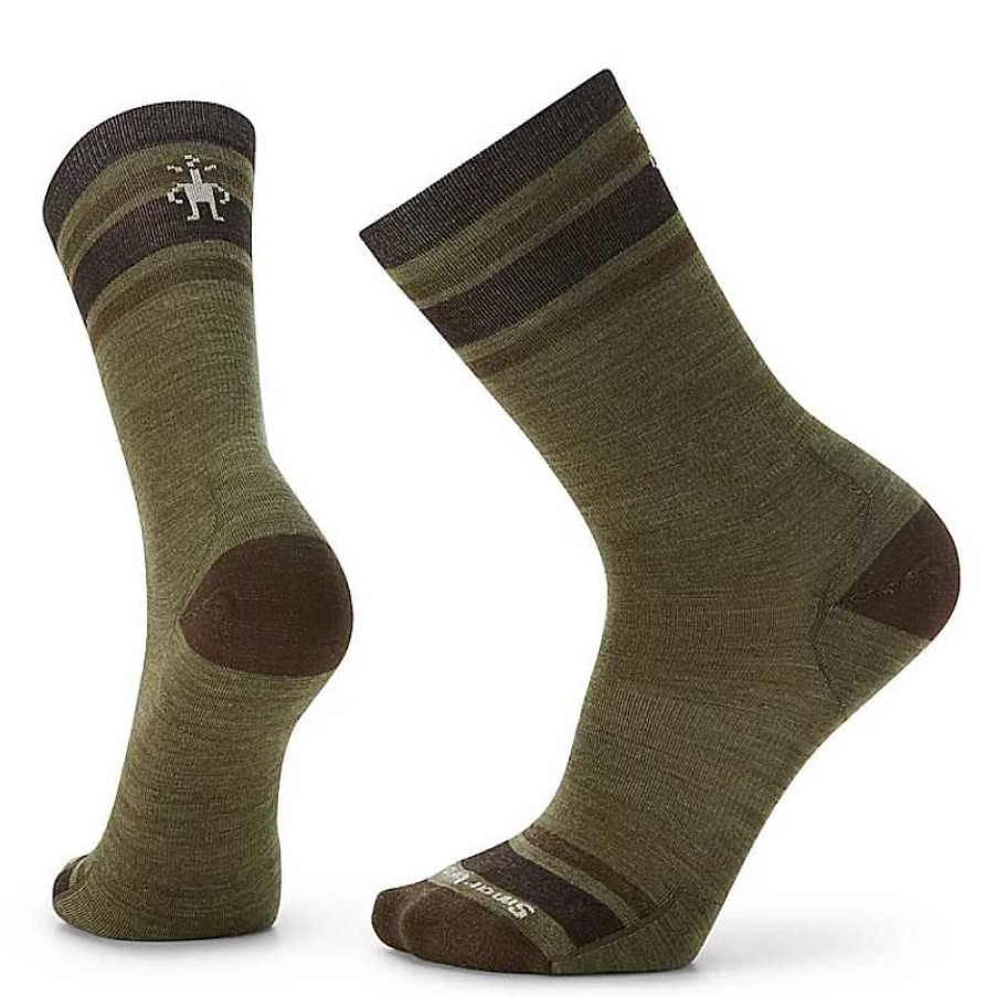 Accessories Smartwool | Smartwool Everyday Top Split Stripe Zero Cushion Crew Socks - Winter Moss